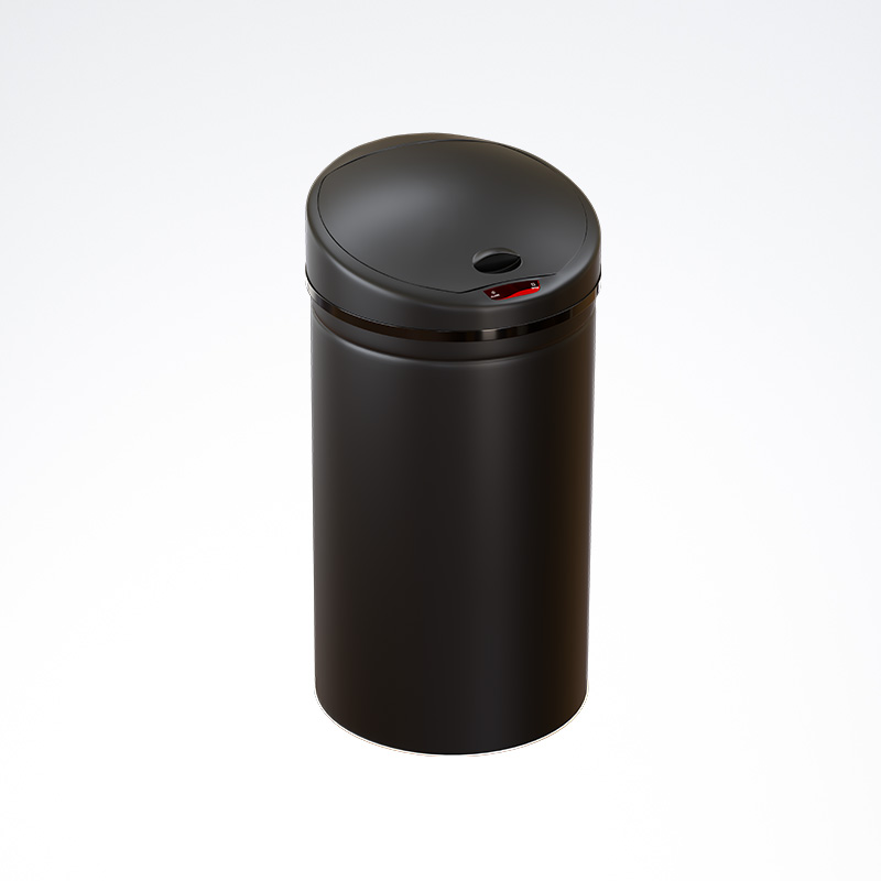 40L Matte Black Round Sensor Bin