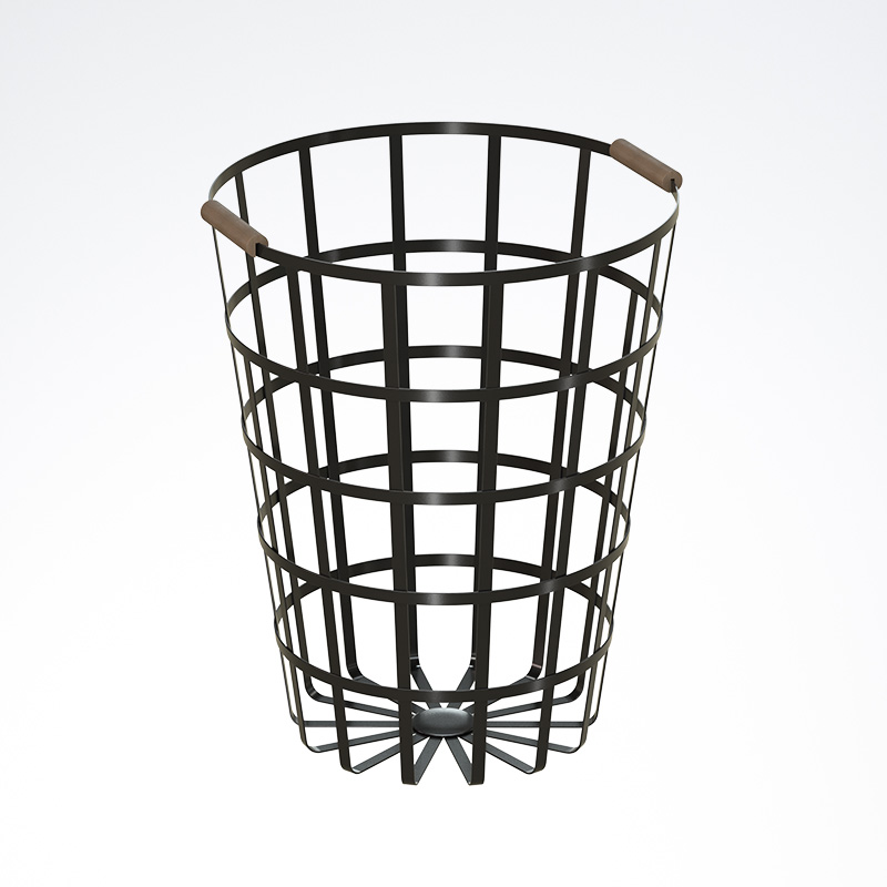 Black & Walnut Metal Laundry Basket