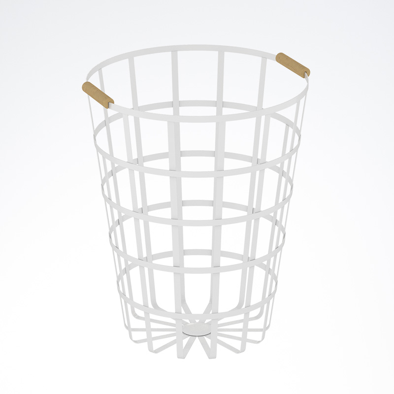 White & Natural Metal Laundry Basket